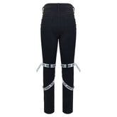 Schwarze Herrenjeans mit Trägern